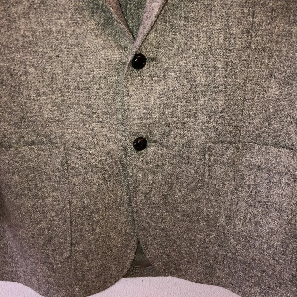 VTG 43 R Gray Wool Blend Tweed ELBOW PATCHES Suit Jacket Coat 43R Academia